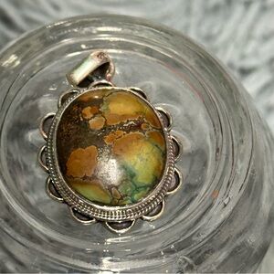 Elegant Sterling Silver 925 and Hubei Turquoise Pendant